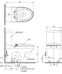 Bồn Cầu Điện Tử TOTO CS945DNW6#XW Kèm Nắp Rửa Điện Tử WASHLET Dòng C5 – TCF6531Z (220V) - 13