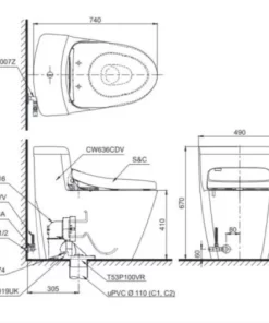Bồn Cầu Điện Tử TOTO CS769DRW7#XW Kèm Nắp Rửa Điện Tử WASHLET Dòng C2 – TCF6631A (220V) - 14 Bồn Cầu Điện Tử TOTO CS769DRW7#XW Kèm Nắp Rửa Điện Tử WASHLET Dòng C2 – TCF6631A (220V) - 13