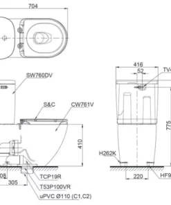Bồn Cầu Điện Tử TOTO CS761DW8#XW Kèm Nắp Rửa Điện Tử WASHLET Dòng C2 – TCF6632A (220V) - 11
