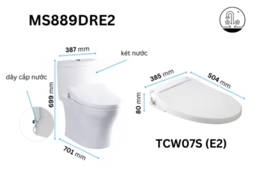 Bồn Cầu TOTO MS889DRE2#XW 1 Khối Nắp Rửa Cơ TCW07S - 5