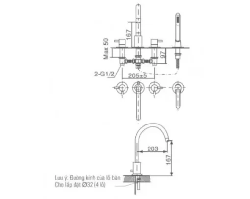 Vòi Lavabo INAX LFV-7000B Nóng Lạnh 3 Lỗ - 5