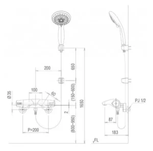 Vòi Sen Tắm INAX BFV-5103T-3C Nhiệt Độ - 9