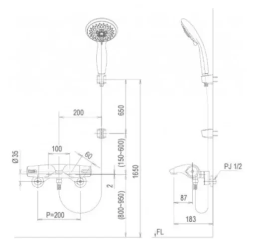 Vòi Sen Tắm INAX BFV-5103T-3C Nhiệt Độ - 5