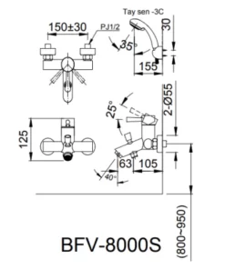 Vòi Sen Tắm INAX BFV-8000S-5C Nóng Lạnh - 9