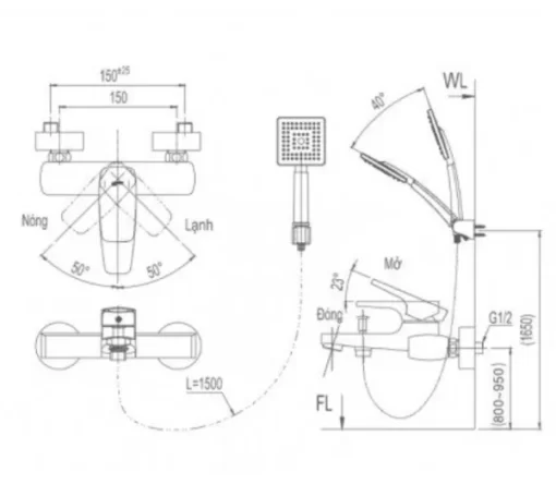 Vòi Sen Tắm INAX BFV-5003S Nóng Lạnh - 5