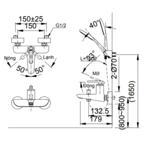 Vòi Sen Tắm INAX BFV-4103S-5C Nóng Lạnh - 5