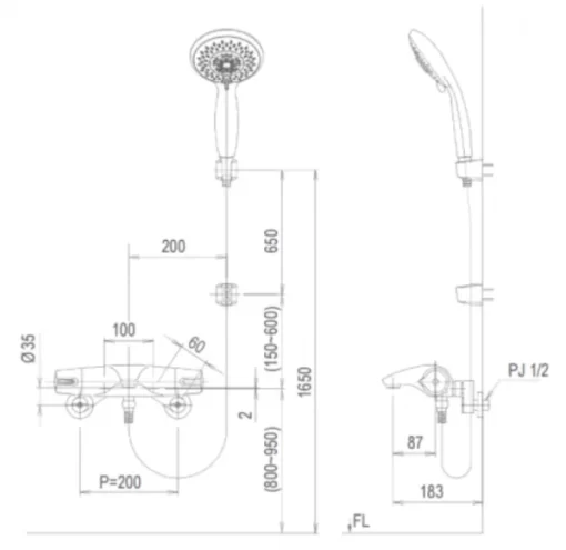 Vòi Sen Tắm INAX BFV-5103T-5C Nhiệt Độ - 5