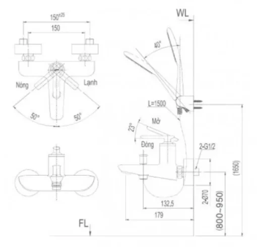 Vòi Sen Tắm INAX BFV-4103S Nóng Lạnh - 5