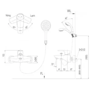 Vòi Sen Tắm INAX BFV-213S-1C Nóng Lạnh - 9