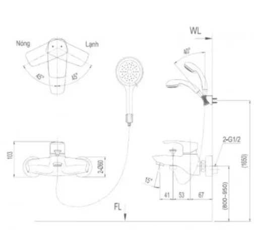 Vòi Sen Tắm INAX BFV-213S-1C Nóng Lạnh - 5