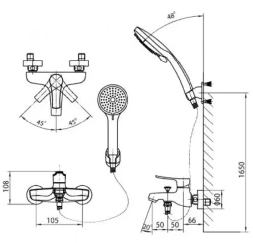 Vòi Sen Tắm INAX BFV-313S Nóng Lạnh Tay Sen Massage - 5