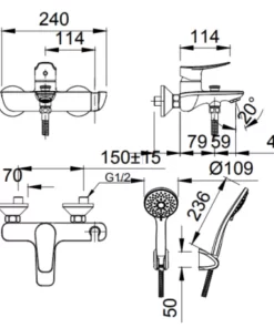 Vòi Sen Tắm INAX BFV-503S Nóng Lạnh - 10 Vòi Sen Tắm INAX BFV-503S Nóng Lạnh - 9