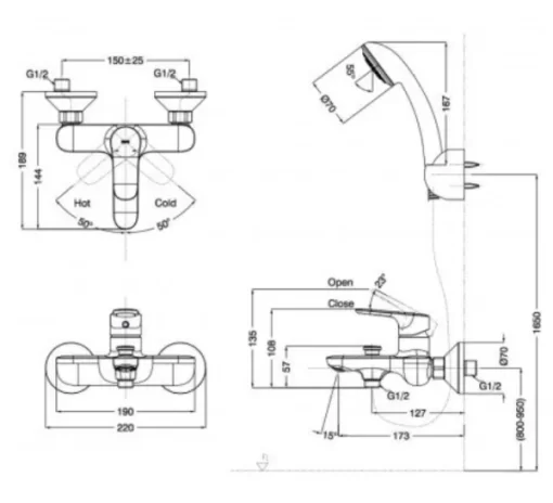 Vòi Sen Tắm INAX BFV-1403S-4C Nóng Lạnh - 5