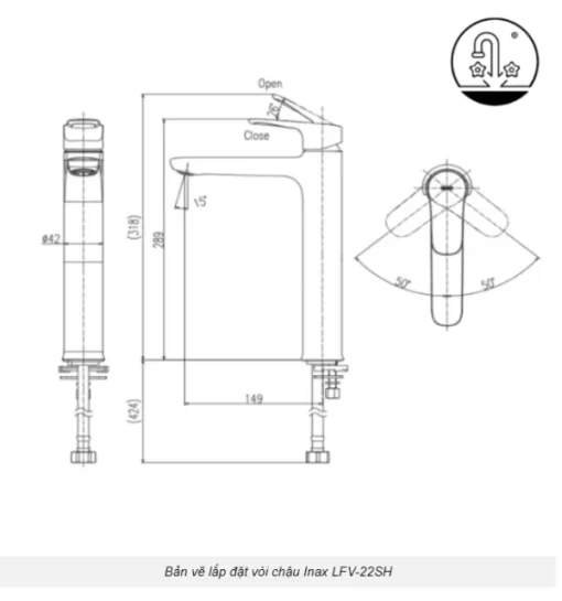 Vòi Lavabo INAX LFV-22SH Lạnh Thân Cao - 5