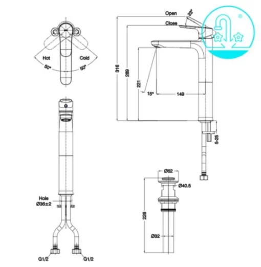 Vòi Lavabo INAX LFV-1402SH Nóng Lạnh Thân Cao - 4