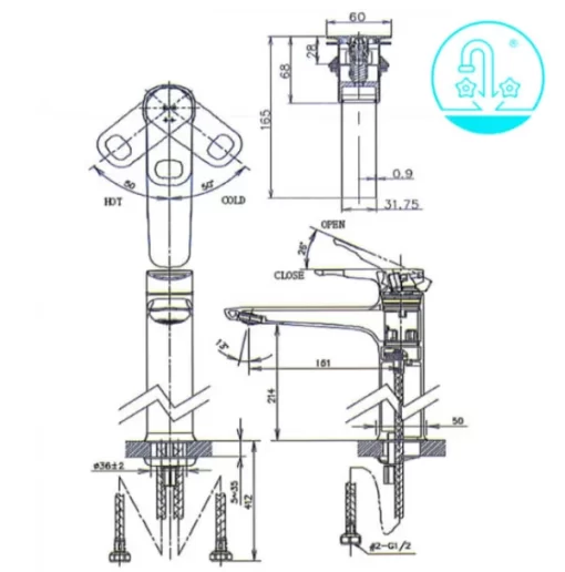 Vòi Lavabo INAX LFV-652SH Nóng Lạnh Thân Cao - 5