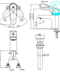 Vòi Lavabo INAX LFV-1112S Nóng Lạnh - 9