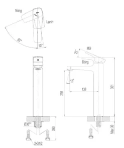 Vòi Lavabo INAX LFV-5000SH Nóng Lạnh Thân Cao - 10 Vòi Lavabo INAX LFV-5000SH Nóng Lạnh Thân Cao - 9