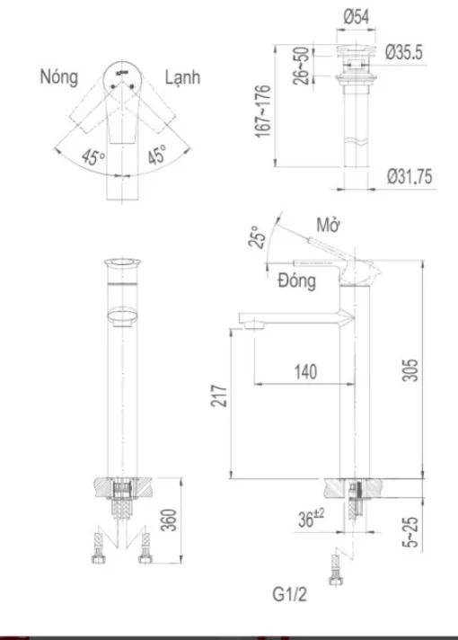 Vòi Lavabo INAX LFV-7100SH Nóng Lạnh Thân Cao - 5
