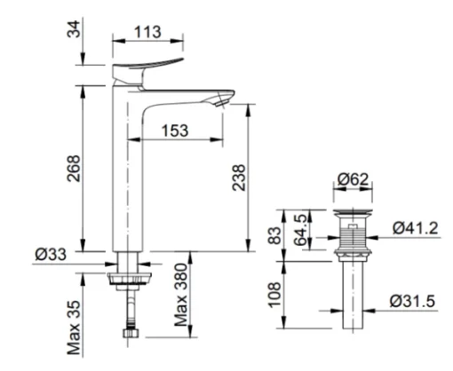 Vòi Lavabo INAX LFV-502SH Nóng Lạnh Thân Cao - 3