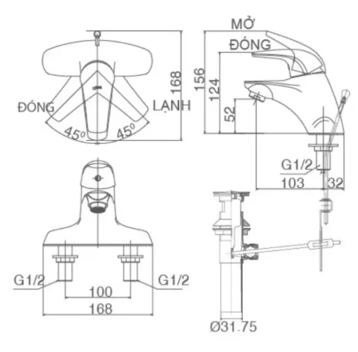 Vòi Lavabo INAX LFV-3001S Nóng Lạnh - 5