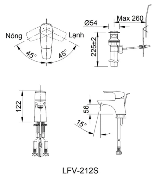 Vòi Lavabo INAX LFV-212S Nóng Lạnh - 5