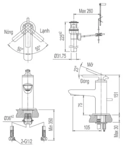 Vòi Lavabo INAX LFV-4102S Nóng Lạnh - 9