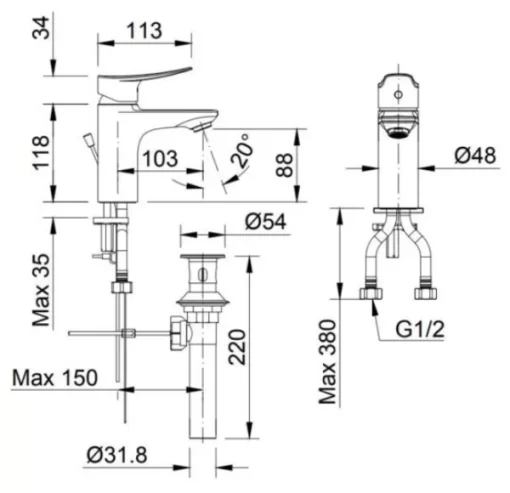 Vòi Lavabo INAX LFV-502S Nóng Lạnh - 5