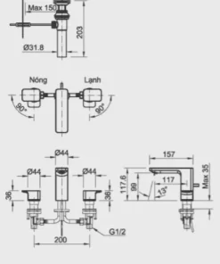Vòi Lavabo INAX LFV-5010S Nóng Lạnh 3 Lỗ - 10 Vòi Lavabo INAX LFV-5010S Nóng Lạnh 3 Lỗ - 9