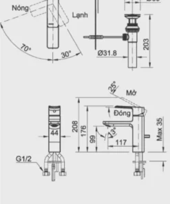 Vòi Lavabo INAX LFV-111S Nóng Lạnh 3 Lỗ - 10 Vòi Lavabo INAX LFV-111S Nóng Lạnh 3 Lỗ - 9