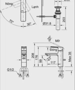 Vòi Lavabo INAX LFV-5012S Nóng Lạnh - 9