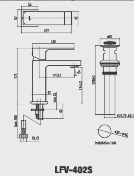 Vòi Lavabo INAX LFV-402S Nóng Lạnh - 5