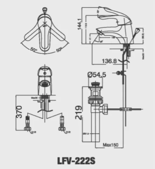 Vòi Lavabo INAX LFV-222S Nóng Lạnh - 5