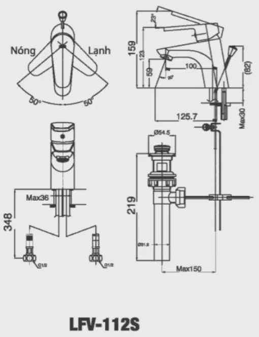 Vòi Lavabo INAX LFV-112S Nóng Lạnh - 5