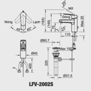 Vòi Lavabo INAX LFV-2002S Nóng Lạnh - 9