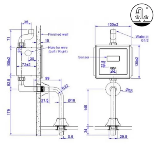 Van Xả Tiểu Nam INAX OKUV-30SM (OKUV-32SM) Cảm Ứng Âm Tường - 5