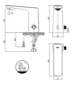 Vòi Chậu Lavabo Cảm Ứng INAX AMV-91 Lạnh Dùng Điện 220V - 10 Vòi Chậu Lavabo Cảm Ứng INAX AMV-91 Lạnh Dùng Điện 220V - 9