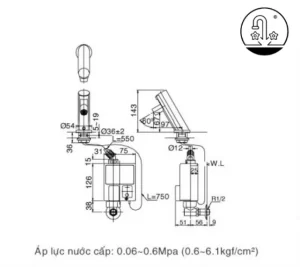 Vòi Chậu Lavabo Cảm Ứng INAX AMV-90K Nóng Lạnh Dùng Pin - 9