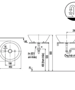 Chậu Rửa Lavabo INAX AL-445V Đặt Bàn Aqua Ceramic - 9