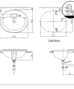 Chậu Rửa Lavabo INAX AL-2395V Dương Vành Aqua Ceramic - 9