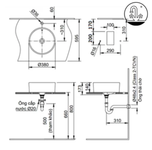 Chậu Rửa Lavabo INAX AL-295V Đặt Bàn Aqua Ceramic - 7