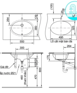 Chậu Rửa Lavabo INAX AL-2216V Âm Bàn Aqua Ceramic - 9