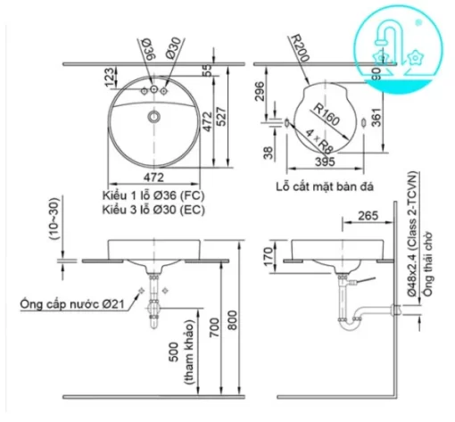 Chậu Rửa Lavabo INAX AL-294V Đặt Bàn Aqua Ceramic - 5