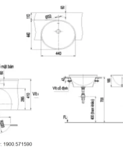 Chậu Rửa Lavabo INAX AL-333V Bán Âm Bàn Aqua Ceramic - 9