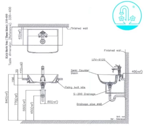 Chậu Rửa Lavabo INAX L-345V Bán Âm Bàn - 5
