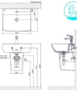 Chậu Rửa Lavabo INAX AL-312V/L-298VC Kèm Chân Ngắn Treo Tường Aqua Ceramic - 13
