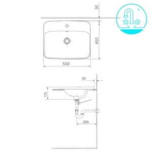 Chậu Rửa Lavabo INAX AL-2398V Dương Vành Aqua Ceramic - 9