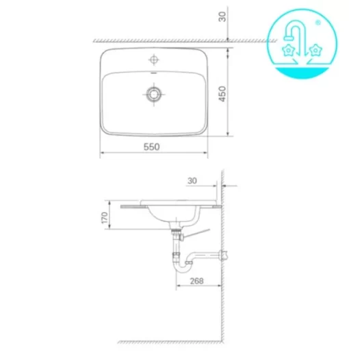 Chậu Rửa Lavabo INAX AL-2398V Dương Vành Aqua Ceramic - 5