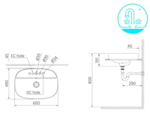 Chậu Rửa Lavabo INAX AL-652V Đặt Bàn Aqua Ceramic - 5