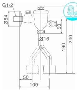 Van Xả Nhấn Tiểu Nam INAX UF-8V (UF-6V) Ống Cong - 9